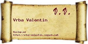 Vrba Valentin névjegykártya